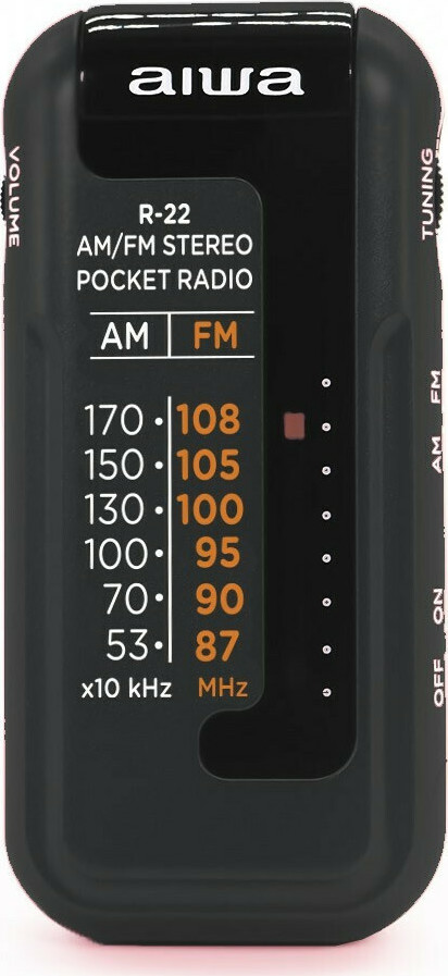 AIWA MINI POCKET RADIO WITH EARPHONES BLACK R-22BK