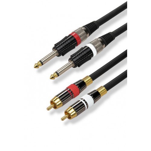 EDC, 2-0435 / 3.0M, High quality 2xRCA Line Cable in 2xJack 6.3mm. M / M 3.0m.