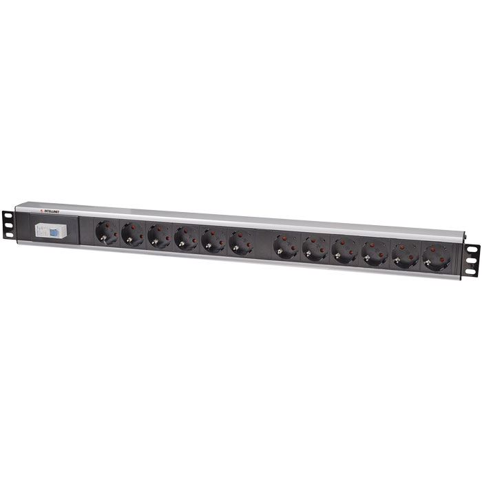 INT 711449 19 POWER STRIP 12 SOCKETS GERMAN TYPE WITH SINGLE AIR SWITCH BLACK