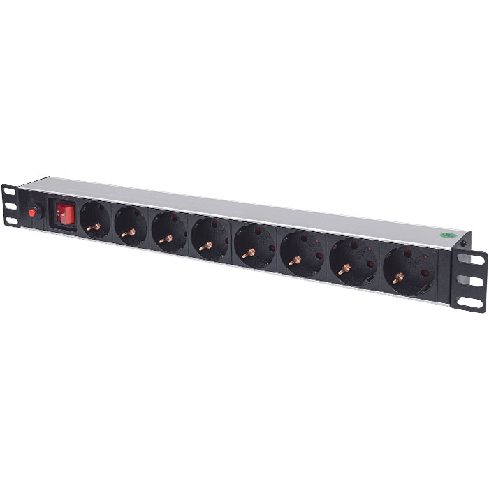 INT 713986 19 POWER STRIP 8 SOCKETS GERMAN TYPE WITH ON/OFF AND OVERLOAD PROTEC