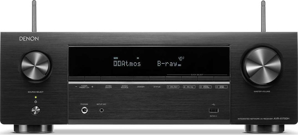 Denon AVR-X1700H Amplificador Home Cinema 4K/8K 7.2 Canales 80W/8Ω con HDR y Dolby Atmos Negro