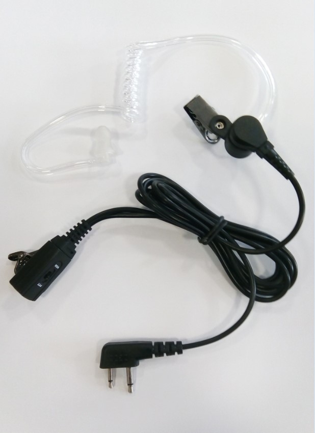 Talkline TA-1702-LMD Micrófono de silicona con tecla PTT y tubo de oído en espiral transparente Midland de 2 pines