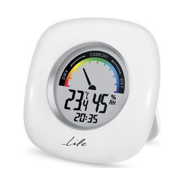 LIFE WES-103 Digital Indoor Thermometer and Hygrometer with Clock