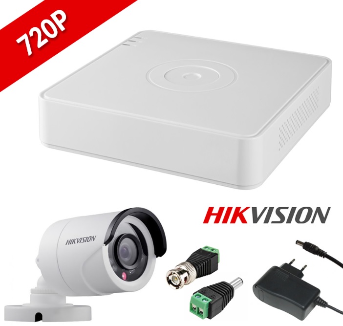 HIKVISION DS-7104HGHI-F1 4 Channel Recorder Set & 1 Outdoor Camera 720P