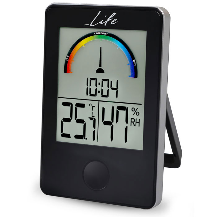 LIFE iTemp Black Thermometer / hygrometer with clock