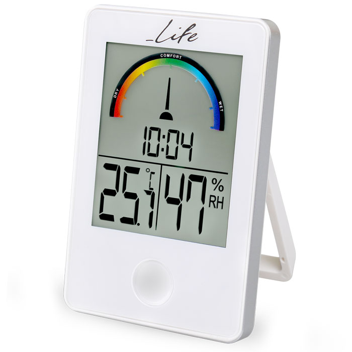 LIFE iTEMP White Thermometer / hygrometer with clock WES-101