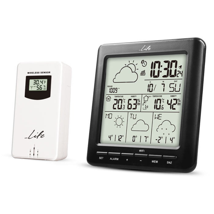 LIFE WES-400 Wi-Fi Weather station with wireless outdoor sensor,clock& alarm fun