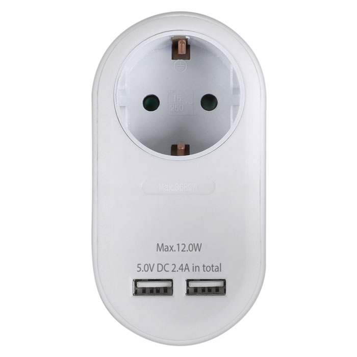 SONORA PAW100-2USB24 SCHUKO ADAPTER WITH 2 USB PORTS 2.4A