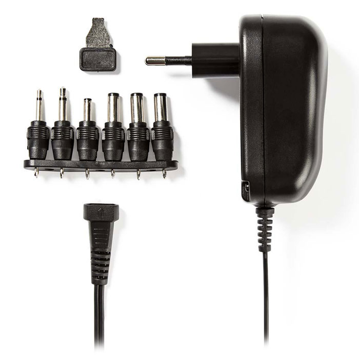 NEDIS ACPA001 Universal AC Power Adapter, 3 / 4.5 / 5/6 / 7.5 / 9/12 VDC, 1.0 A