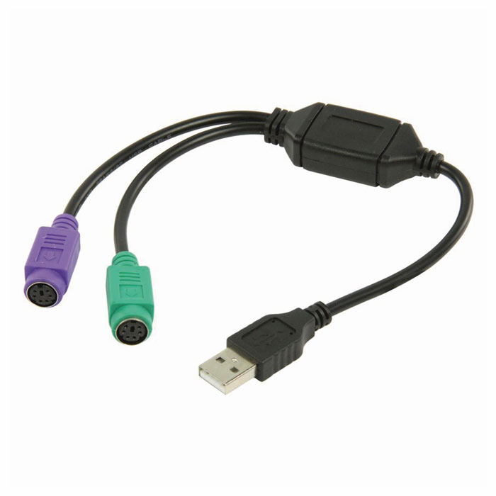NEDIS CCGP60830BK03 USB - PS / 2 Adapter Cable, USB A Male - 2x PS / 2 Female, 0.3 m