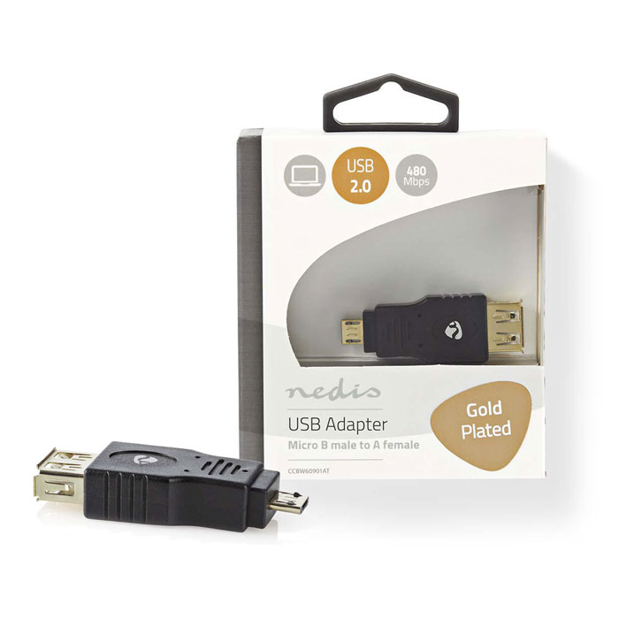 NEDIS CCBW60901AT Adaptador USB 2.0, Micro B Macho - A Hembra