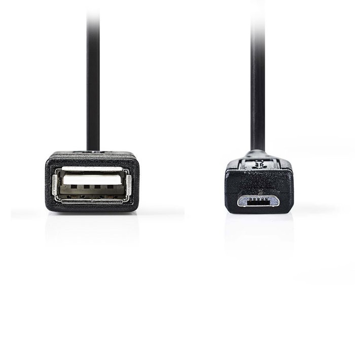 NEDIS CCGP60515BK02 USB 2.0 On-the-go Cable Micro B Macho-A Hembra 0.2m Negro