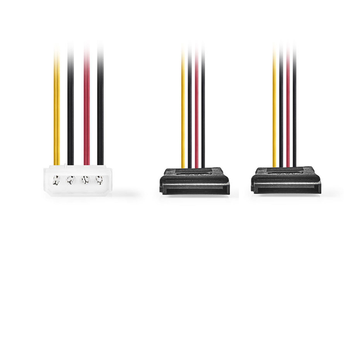 NEDIS CCGP73520VA015 Internal Power Cable Molex Male-2x SATA 15-pin Female 0.15m