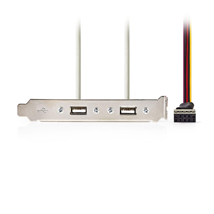 NEDIS CCGP74800GY05 USB 2.0 Soporte para PC 2x A Hembra-8-Pin Hembra 0.5m Gris