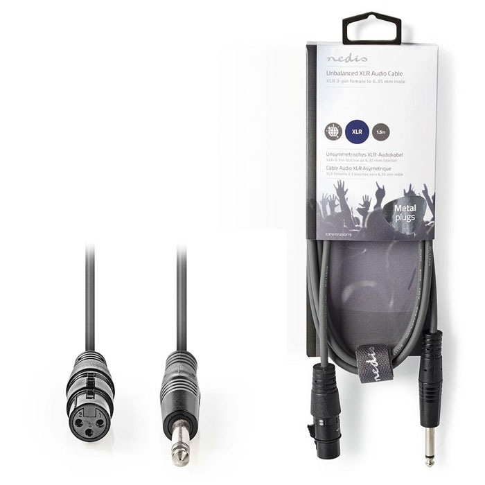 NEDIS COTH15120GY15 Unbalanced XLR Audio Cable XLR 3-pin Female - 6.35 mm Male 1 1.5 μέτρα