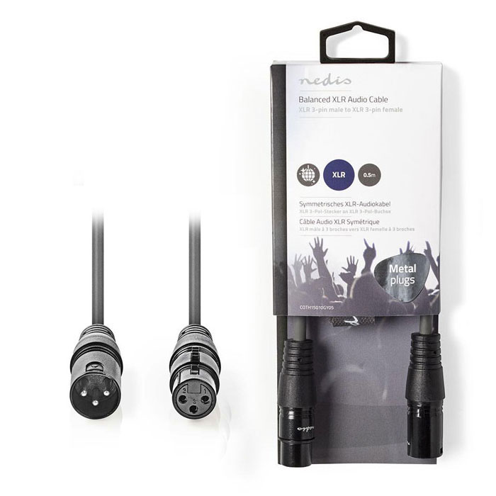 NEDIS COTH15010GY05 Balanced XLR Audio Cable XLR 3-Pin Male - XLR 3-Pin Female