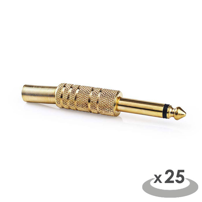 NEDIS CAVC23982GD Jack Connector Mono 6.35 mm Male 25 pieces Gold