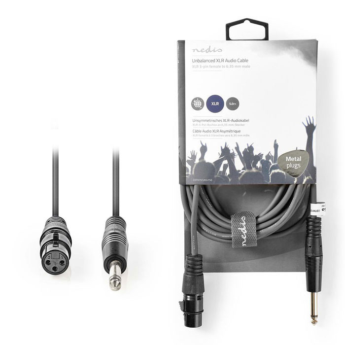 NEDIS COTH15120GY50 Cable de audio XLR no balanceado XLR de 3 pines hembra - 6.35 mm macho 5