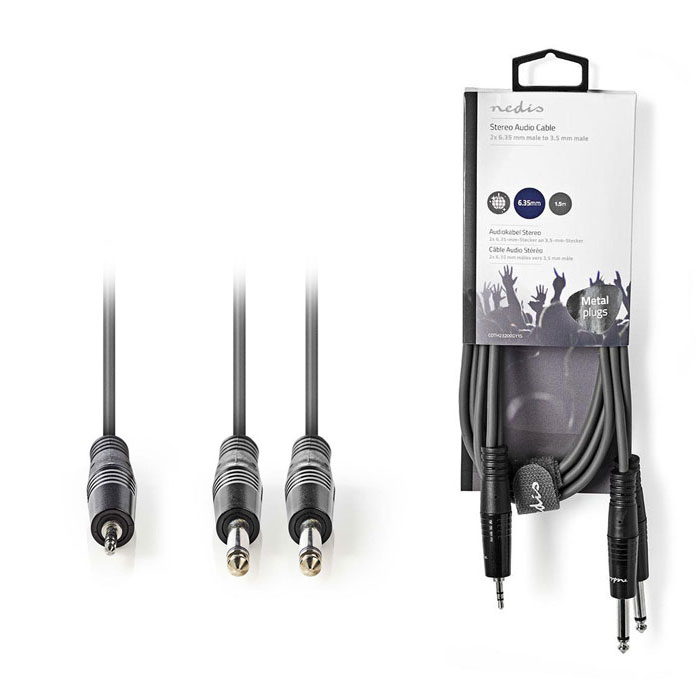 NEDIS COTH23200GY15 Cable de audio estéreo 2x 6.35 mm Macho - 3.5 mm Macho 1.5m Gris