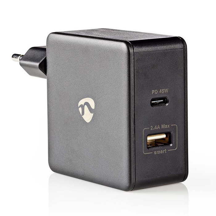 NEDIS WCPD45W100BK Wall Charger 1x 2.4A / 1x 3.0A