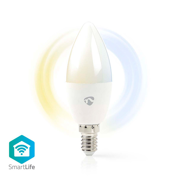 NEDIS WIFILRW10E14 SmartLife LED Bulb E14 470lm 4.9W Warm to Cool White, Candle