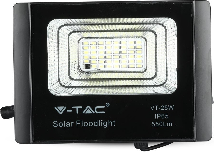 V-TAC LED Ηλιακός Προβολέας 12W Μαύρος Ψυχρό Λευκό 94006