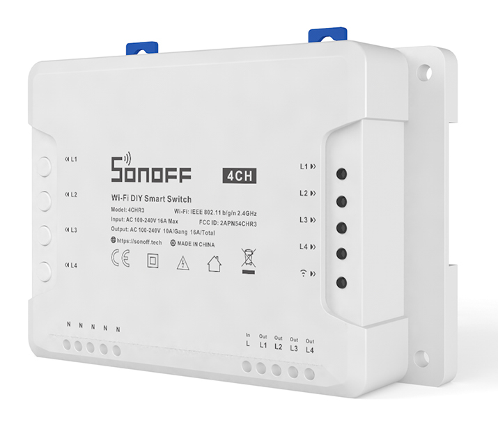 SONOFF 4CHR3 Smart Διακόπτης WiFi, 4 θέσεων, 16A, λευκός