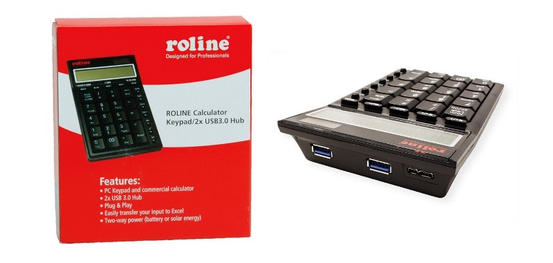 Roline - 18.02.2900-10 - Numeric Keyboard 2xUSB 3.2Gen Hub & Calculator
