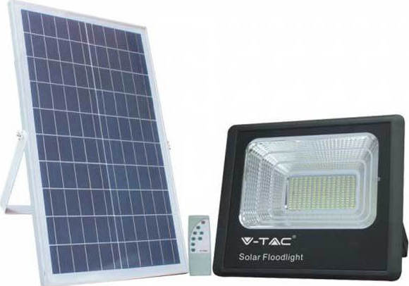 Waterproof Solar Floodlight IP65 Power 100W 2450lm with Remote Control and Natural White Light in Black V-TAC 8576