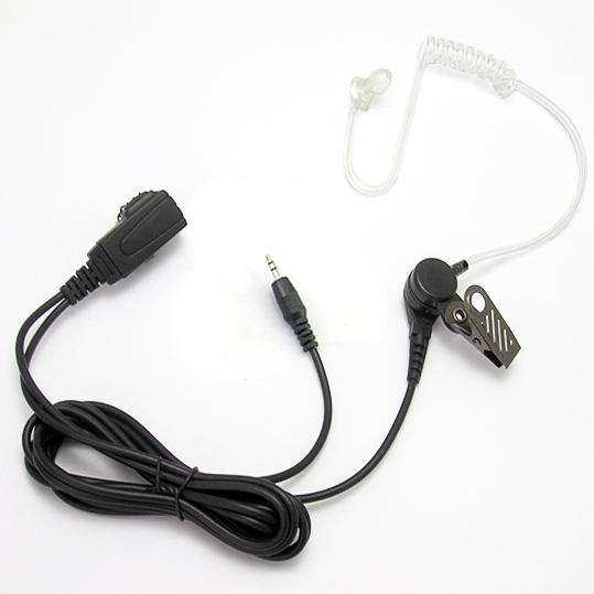 Talkline, TA1702, micrófono de silicona con tecla PTT y tubo de oído en espiral transparente.