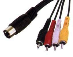 OEM, RC111, Cable from midi pentagonal 5 pin mini DIN in 4 RCA