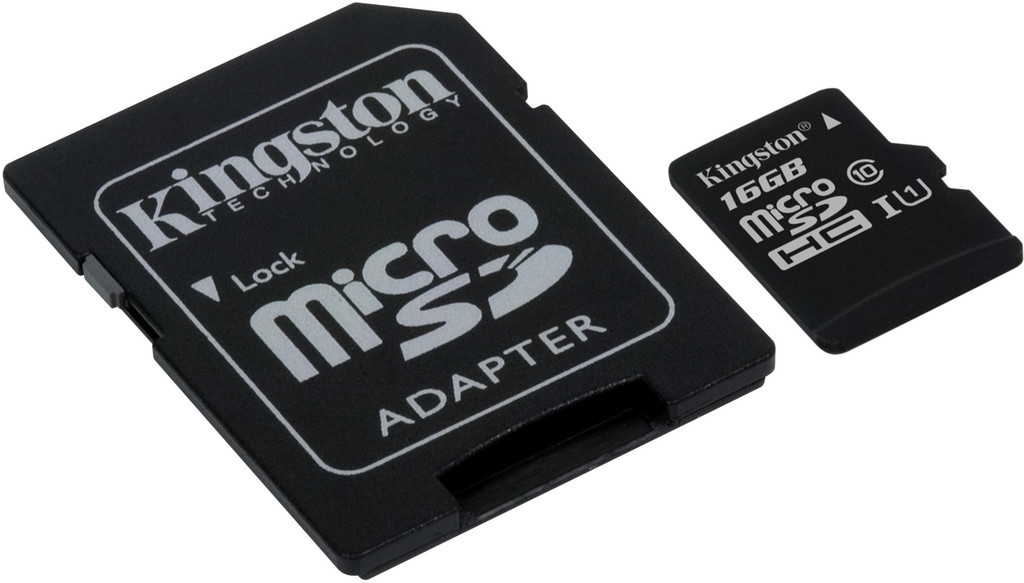 Kingston, SDC10G2/16GB, microSDHC 16GB, Class 10, U1,με Αντάπτορα (45MB/s)