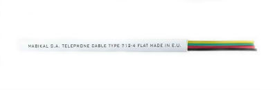 Mabikal, 712-4, Telephone Cable Flat, 2 pairs, Flat. - White - Black