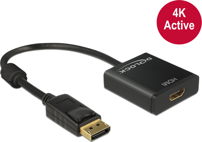 DeLock - 62607 - DisplayPort 1.2 Adapter in HDMI 62607, 4K, 20cm, black