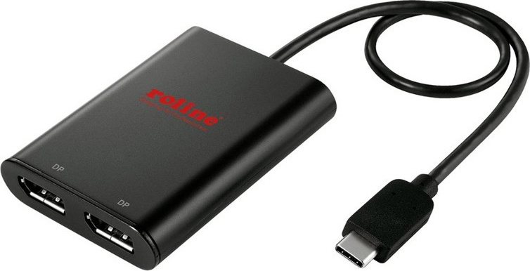 Roline - 12.02.1133-5 - Adaptador USB 3.1 Tipo-C Macho a 2x Displayport Hembra Negro