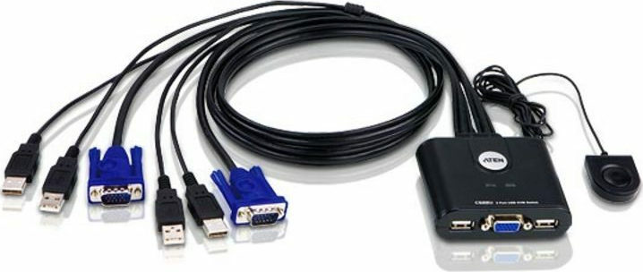 Aten 2-Port USB VGA Καλώδιο KVM Switch με Remote Port Selector