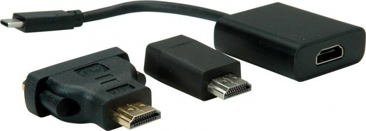 Value 12.99.3229 Adapter USB-C Male to VGA / DVI / HDMI Female Black