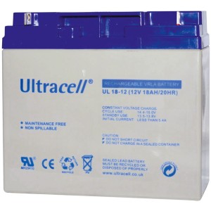 Batería de plomo recargable Ultracell UL18-12 de 12 voltios / 18 Ah