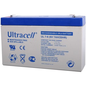 Batería de plomo recargable Ultracell UL7-6 de 6 voltios / 7 Ah