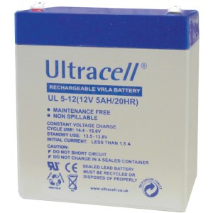 Ultracell UL5-12 (9x7x10) 12 Volt / 5 Ah wiederaufladbarer Bleiakku