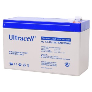 Batería de plomo recargable Ultracell UL7.5-12 de 12 voltios / 7,5 Ah