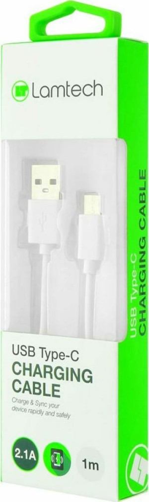 Lamtech Regular USB 2.0 Cable USB-C macho - USB-A macho Blanco 1m (LAM442928)