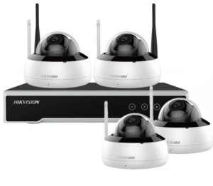 Integriertes WLAN-CCTV-System von Hikvision mit 4 kabellosen Dome-Kameras NK42W1H-1T(WD)(B)