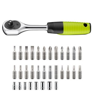 74004 33-piece ratchet screwdriver box for maximum torque when screwing or assembling