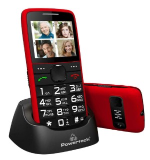 Telefono cellulare POWERTECH Sentry Eco PTM-25, chiamata SOS, con torcia, rosso (menu greco)