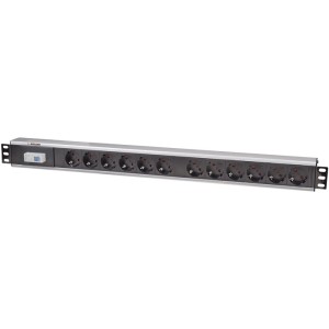INT 711449 19 POWER STRIP 12 SOCKETS GERMAN TYPE WITH SINGLE AIR SWITCH BLACK