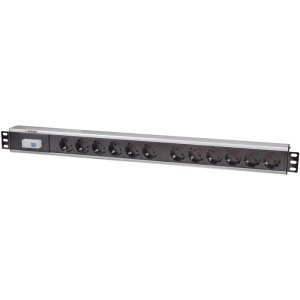 INT 711449 19 POWER STRIP 12 STECKDOSEN DEUTSCHER TYP MIT EINZELNEN LUFTSCHALTER SCHWARZ