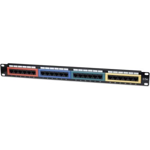 INT 513678 19 1U CAT5e COLOR-CODED PATCH PANEL 24PORT UTP BLACK