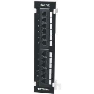 INTELLIENT INT 162470 CAT5e WALL MOUNT PATCH PANEL 12PORT UTP BLACK