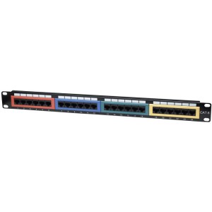 INTELLINET INT 513692 19 PATCH PANEL 1U CAT6 CON CODICE COLORE 24PORTE UTP NERO